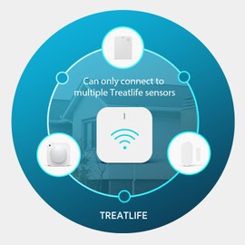 Zigbee Hub Gateway, 2.4 GHz WiFi Smart Home Hub, Compatible with Alexa & Google Home, Only for TREATLIFE Zigbee Water Leak Detector, Motion Sensor and Smart Door Sensor, 1 Pack