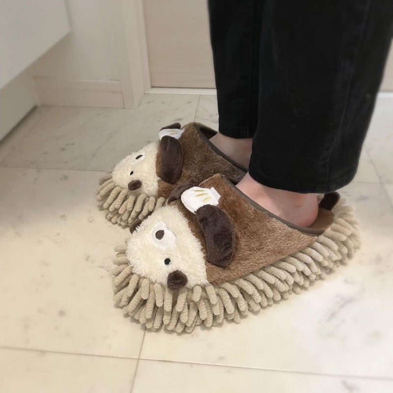 Fujiei HM-001 Animal Mop Slippers, Hug Moppy, Otter | Cleaning