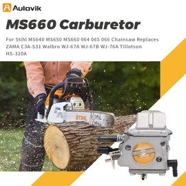 Amazeful MS660 Carburetor for Stihl MS640 MS650 MS660 064 065 066 Chainsaw Replaces ZAMA C3A-S31 Walbro WJ-67A WJ-67B WJ-76A Tillotson HS-320A with 0000 120 1653 Air Filter
