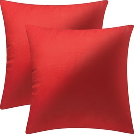 Bunliuys 2 Pack 18x18 Pillow Cover Velvet Pillow Covers, Square Throw Pillow Covers for Living Room Decorations Throw Pillow Case, Throw Pillow Cover Cushion Cover for Sofa Bedroom Car, Red Velvet