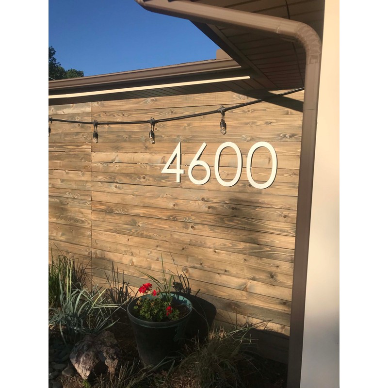 12 inch Large Modern House Numbers, white plastic with hardware