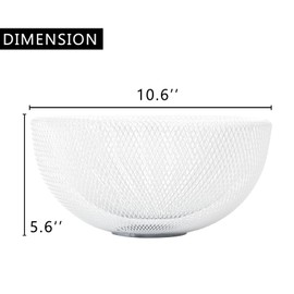 IBWell Metal Wire Woven Fruit Storage Bowl Basket for Kitchen, Large Black Mesh Fruit Stand, for Apple, Pineapple, Banana, Orange, Lemon, Pear, Strawberry, Watermelon (White, Large)