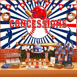 Baseball Party Decorations Banner Baseball Concessions Banner Baseball Party Supplies Large Sports Themed Birthday Backdrop for Boys Kids Teens Baseball Birthday Holiday Party Favor