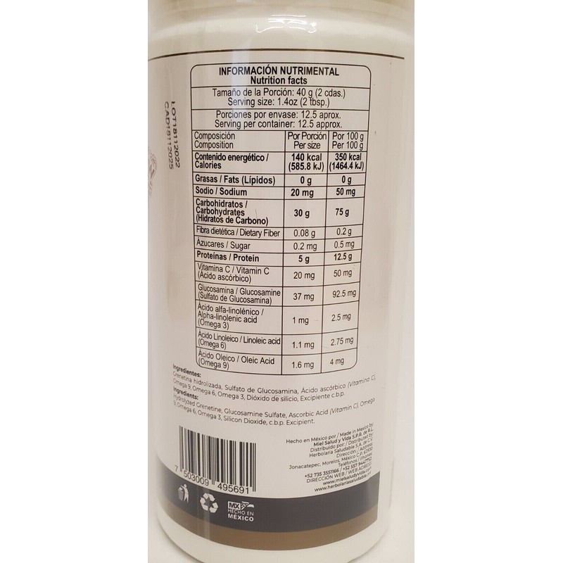 Pretty Bee Nutrition Grenetina Hidrolizada con Glucosamina y Omega 3,6