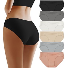 DHFBABY Women's No Show Panties Cool Invisible Bikini Briefs Comfortable High Cut Mujer Underwear Smooth Ladies Undies Cheeky