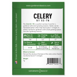 Gardeners Basics, Celery Seeds for Planting - UT 52-70 Variety Great Heirloom, Non-GMO Vegetable - 2,000 Seeds Great for Outdoor Spring, Winter, and Fall Gardening