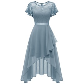 Wedtrend Women's Formal Dress Ruffle Cocktail Party Dress Flutter Sleeve Fall Wedding Guest Dress WT0303Hazeblue2XL