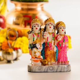Tarini Gallery God Ram Darbar Statue Sculpture Idol Figurine Hand Painted Decorative Showpiece for Home Office Pooja Ghar Temple Décor and Gifting (Ram Darbar)