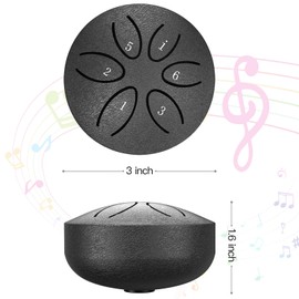Rain Drum for Outside Garden Instrument,3 Inches 6 Notes Steel Tongue Rain Chime Drum,Waterproof Rain Drum for Camping,Meditation or Yoga (Black)