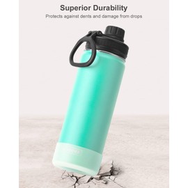 koodee Insulated Water Bottle, 22 oz Stainless Steel Double Wall Vacuum Wide Mouth Sport Bottle with Leakproof Spout Lid (Teal)