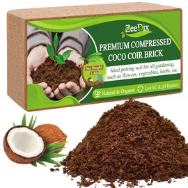ZeeDix Compressed Coco Coir Brick for Plants, Premium Coconut Coir Bricks Potting Soil Mix, Natural Coconut Husk Coco Peat Brick with Low EC and pH Balance for Gardening Plants Flower Herbs
