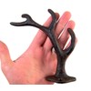 Rustic 4-Point Deer Antler Cast Iron Wall Hook 5.6 Inch