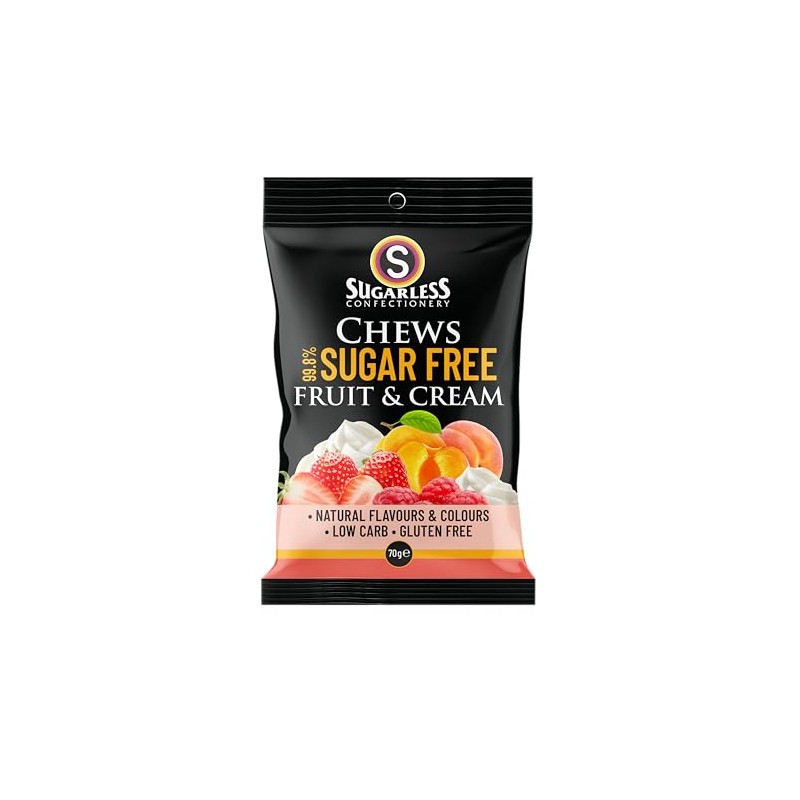Sugarless Confectionery Fruit & Cream Chews 70 g