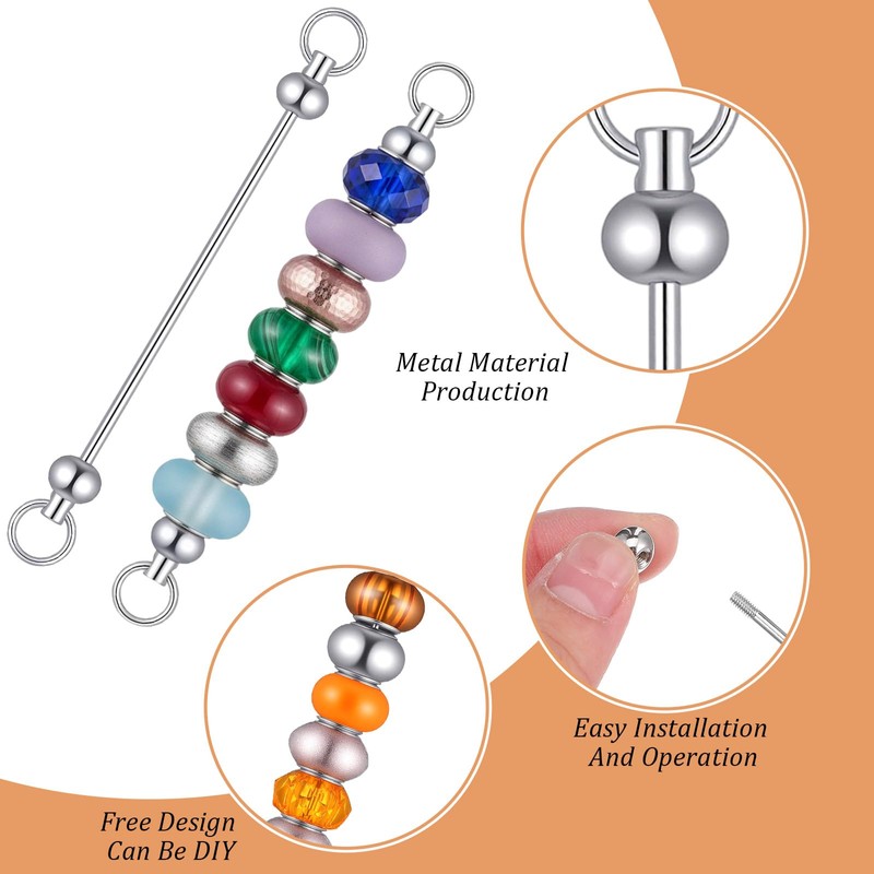 Sibba 80 Pcs Beadable Keychain Making Kit, Metal Sliver Blank