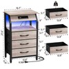End Table with 3 Drawers, Night Stand with Charger Station
