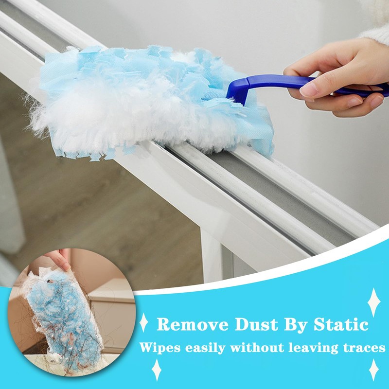 Niuoppy Duster Dust Magnet, 30pcs Fluffy Duster Refills with Handle,
