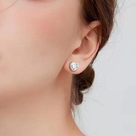 S925 Sterling Silver Heart Stud Earrings for Women Lightweight with Heart CZ Crystal Earrings