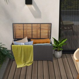45-Gallon Outdoor Storage Bench with Zippered Liner for Garden or Patio UseColor: as show Color