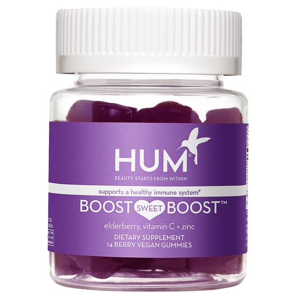 HUM Boost Sweet Boost - Immune Support Gummies with Vitamin C, Zinc & Elderberry - Elderberry Gummies for Immune System Support & General Wellness (42 Vegan Gummies)