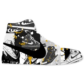 NotoriArt Retro Sneaker Acrylic Wall Art Die-Cut Easy-to-Hang, 19" x 10.5", Blocked Splatter Black and White Sneaker