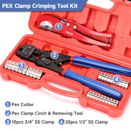 iCrimp PEX Crimping Tool Kit with Clamps, Cinch & Removal Tool for 3/8"-1"