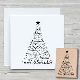 Newstamps Stamps Fir Font Motif Stamp Made of Wood & Rubber for Cards and Gifts, Wooden Stamp for Christmas, Christmas Card, Christmas Tree, Scrapbook, Textile Stamp, Decoration, Friends