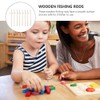Tomaibaby 8pcs Wooden Magnetic Fishing Poles Magnetic Fishing Rods Children