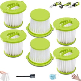 PCL705 Vacuum Filters for Ryobi ONE+ 18V Handheld Vacuum PCL700/PCL704/PCL705, Also Fits HART 20V HPHV33B/34B & Hoover BH57400V - Replaces A32F05N/A32HF00，6 pack with brush PLC705-6