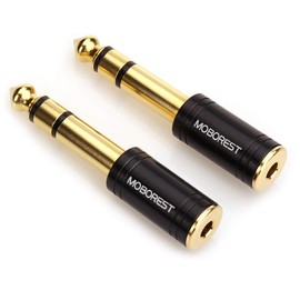 MOBOREST 1/4" (6.35mm) Plug/1/8" (3.5mm) Jack Stereo Adapter (6.35 Male to 3.5 Female to Black 2)