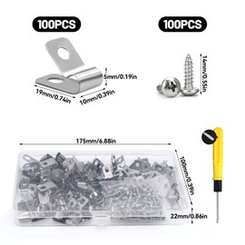 Piuluvor® Pack of 100 Cable Clamps 5 mm R Cable Clamps Screwable Cable Holder 304 Stainless Steel P Cable Clamp for Cable Management with Screws, Screwdriver and Box