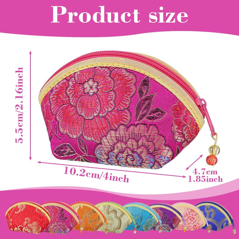 24 Pcs Silk Coin Purse Zipper Purse Embroidery Sugar Jewelry