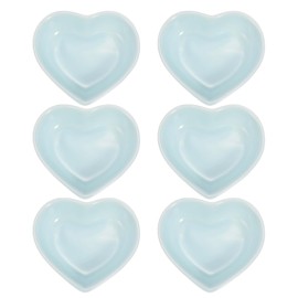 uxcell Blue Heart-shaped Ceramic Side Dipping Bowl, 3" Porcelain Dish Bowl Set of 6, Mini Appetizer Plates Seasoning Dishes for Kitchen Home Wedding Party Restaurant