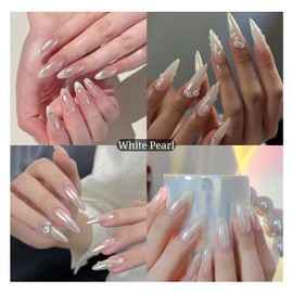 Moonlight White Aurora Nail Chrome Powder Pearl Effect Glitter for Nail Art Manicure Decoration Color Shift Rubbing Pigment Dust