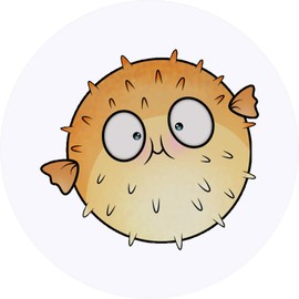 24 x 40mm Round 'Pufferfish' Stickers (SK00041286)
