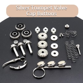 CashBeat Trumpet Repair Kit, Silver Trumpet Valve Cap Buttons, Piston Spring, Valve Spring Screw Parts, Essential Replacement Parts for Wind Instruments