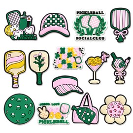 Pickleball Decorative PVC Charms Set, Sports Theme Accessories for Shoes Bracelet Wristband Party Favors Gifts Boys Kids Adults (Pickleball)