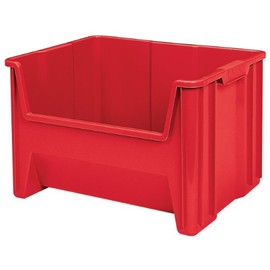 Akro-Mils 13018 Stack-N-Store Heavy Duty Stackable Open Front Plastic Storage Container Bin, (17-1/2-Inch x 16-1/2-Inch x 12-1/2-Inch), Red, (2-Pack)