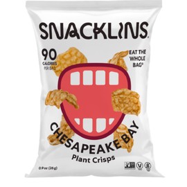 SNACKLINS Chesapeake Bay Plant-Based Crisps – Vegan, Gluten-Free, Grain-Free, Kosher, Healthy Low-Calorie Snack – Only 90 Calories Per Bag – 0.9oz Bags (Pack of 12)
