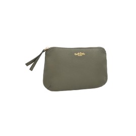 Gusti Louise Leather Cosmetic Bag for Men and Women, Toiletry Bag, Wash Bag, Make-Up Bag, Golden Zip, Grey Leather, gray