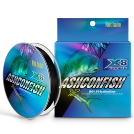 Ashconfish Braided Fishing Line- 8 Strands Rear Color Fastness Braided Lines non Fading -Abrasion Resistant - Zero Stretch-Smaller Diameter, 100M/109Yards 80LB Black