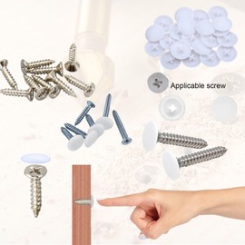 200 PCS White Screw Caps and Screws 100 Screws and 100 Caps, Screw Covers White for Cross Head Screw, Snap-In Cover Screw Caps White and Screw, White Screw Covers for Furniture Wardrobe Cabinet Shelf