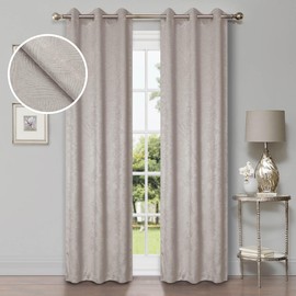 Superior Blackout Curtains, Room Darkening Window Accents, Sunblocking, Thermal, Modern Geometric Waves with Grommets, Curtain Set of 2 Panels, 42 W X 108 L, Ivory