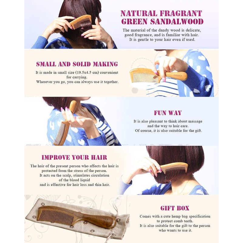 Orienex Comb, Wooden, High-end, Anti-Static, For Hair Combing and Scalp