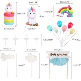 MOVINPE Unicorn Cake Topper Kit Cloud Rainbow Balloon Happy Birthday Banner Cake Decoration Pack of 12 For Boys Girls Kids Birthday