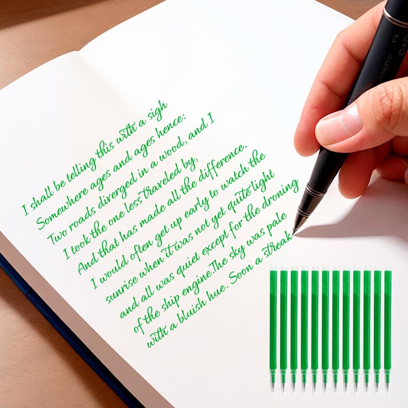 Pack of 12 Erasable Refills Green 0.5mm High Quality Compatible