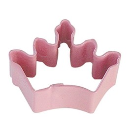 R&M Mini Crown Coronation Cookie Cutter Pink with Brightly Colored Durable Baked-on Polyresin Finish, Pink