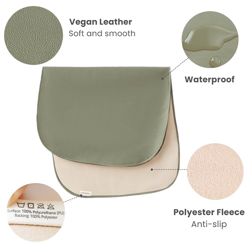 Konssy 2 Pack Faux Leather Baby Changing Mat 30"x17", Foldable