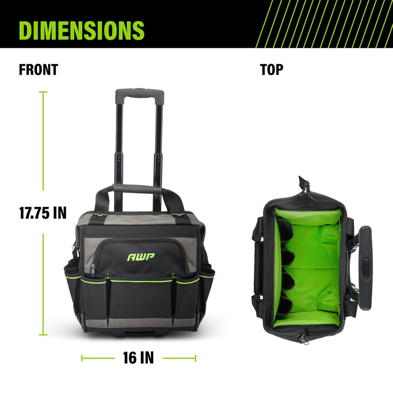 AWP Rolling Tool Bag Durable Tool Tote Water-Resistant Organizer for