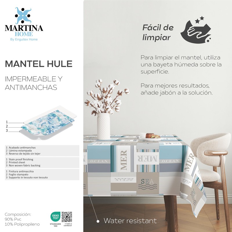 Martina Home Tablecloth Oilcloth Mer Unique 200 x 140 cm
