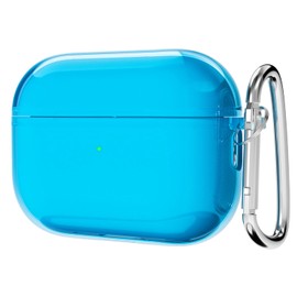 Svanove for Airpods Pro 2 Case Clear Hard Plastic, Transparent Simple Cute Airpods Pro 2nd Generation Case with Keychain, Y2k Aesthetic Trendy Airpods Cover Accessories for Women Girl, Neon Teal